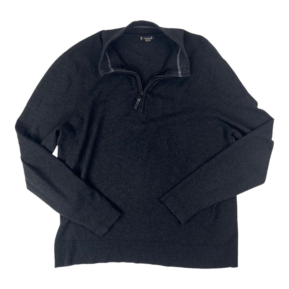 SmartWool Gray Nylon Wool Acrylic 1/4 Zip L/S Pullover Sweater Mens Size Large L